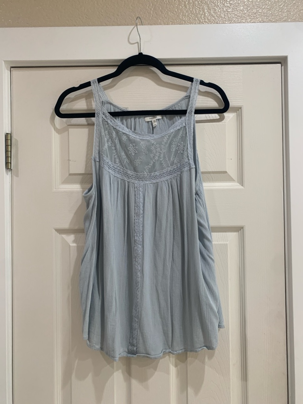Maurices Baby Blue Embroidered Tank Top Lace Camisole Size XXL